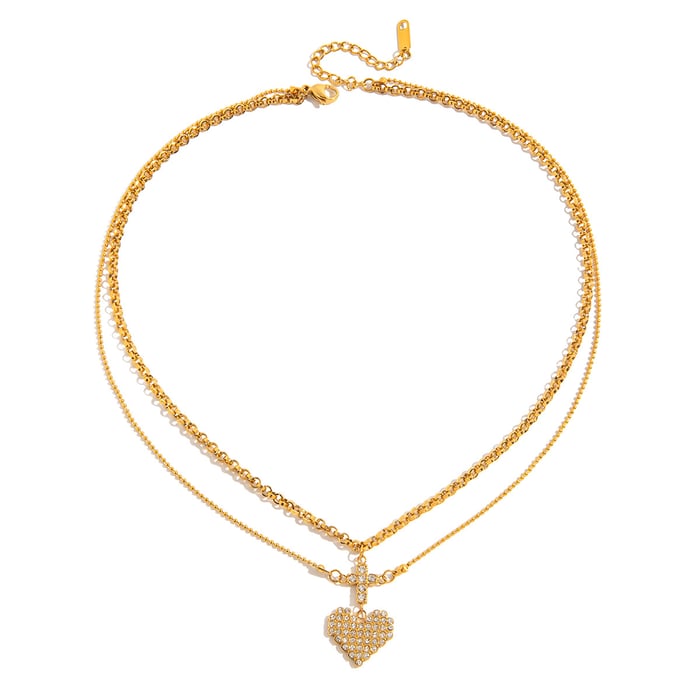 1 Piece Romantic Heart Stainless Steel Gold Color Women's Layered Necklaces