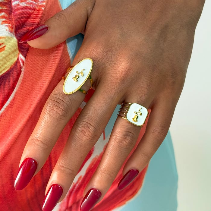 1 pezzo semplice serie retrò fiore in acciaio inossidabile color oro anelli minimalisti h5Immagine5