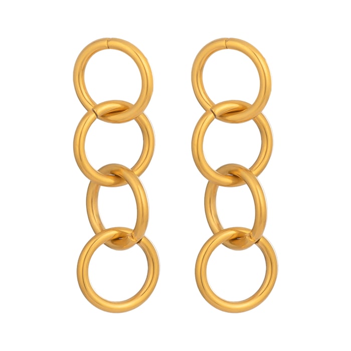 1 par de pendientes sencillos de acero inoxidable con forma circular para mujer, color dorado Imagen6
