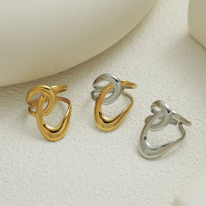 1 Piece Simple Series Casual Lines Stainless Steel Gold Color Minimalist Rings h5Picture5
