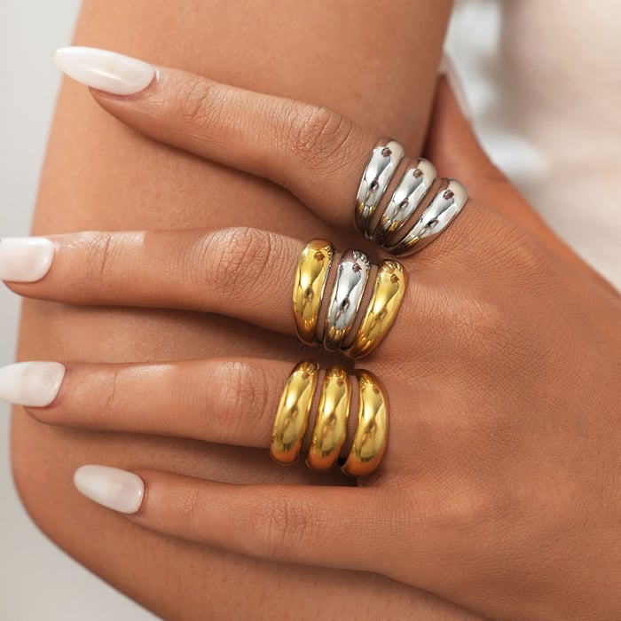 1 Piece Simple Series Casual Circle Stainless Steel Gold Color Minimalist Rings h5Picture8