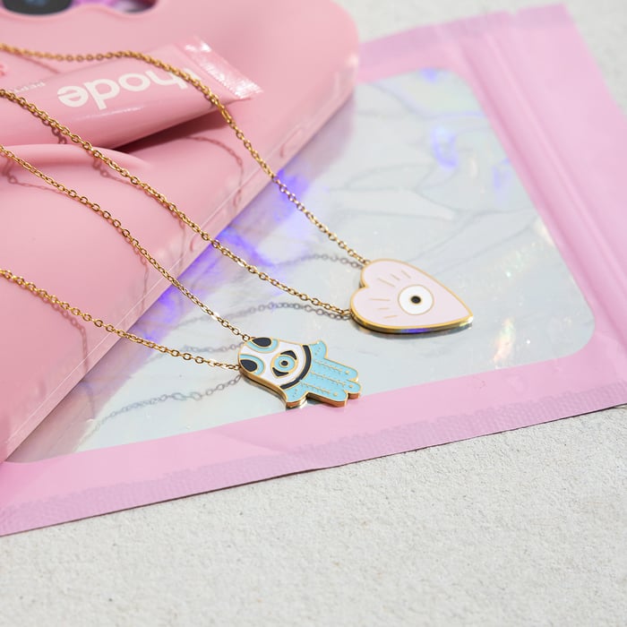1 stuk schattige damesketting met hanger in de vorm van een duivelsoog van roestvrij staal en goudkleur h5Afbeelding8