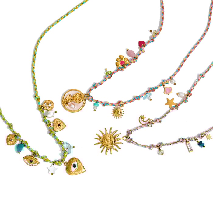 1 Piece Polychrome Flower Stainless Steel Gold Color Women's Pendant Necklaces Picture10