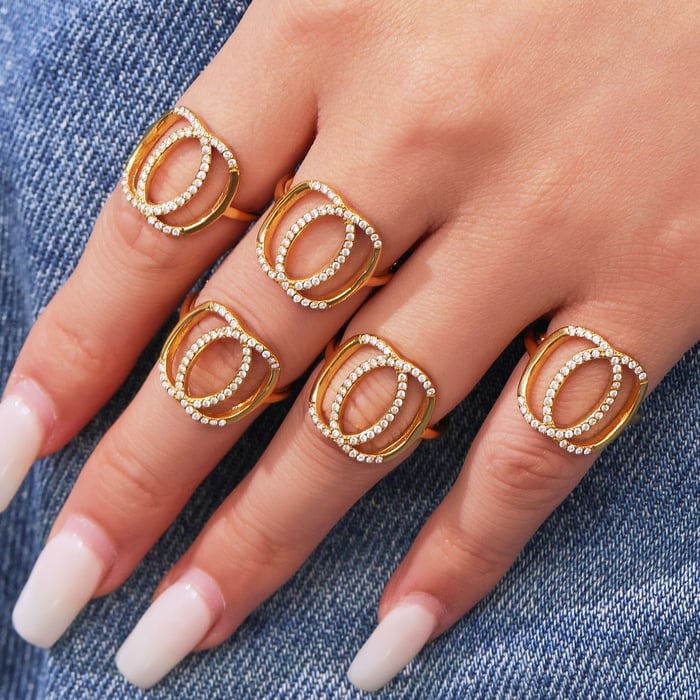 1 Stück klassische Infinity Edelstahl Gold Farbe Zirkon Statement Ringe Bild5