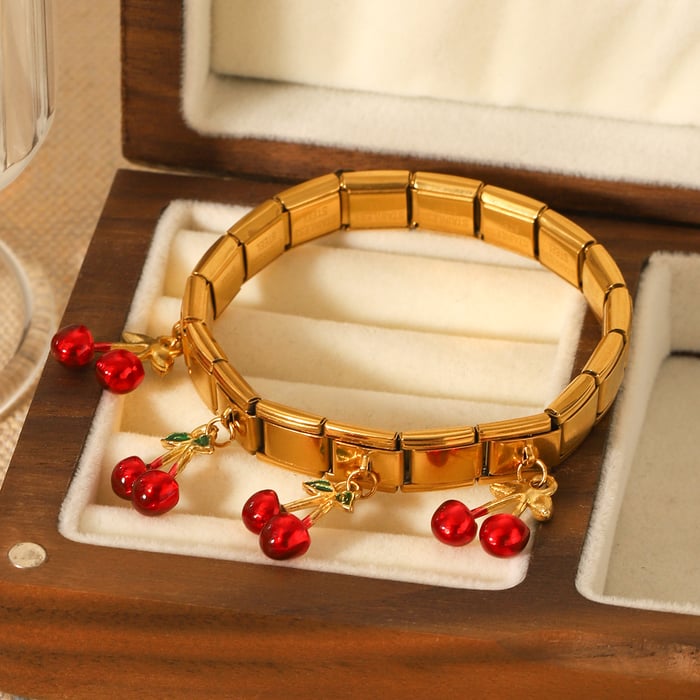 1 Pair Simple Series Daily Plant Stainless Steel  Women's Bangles h5Picture6