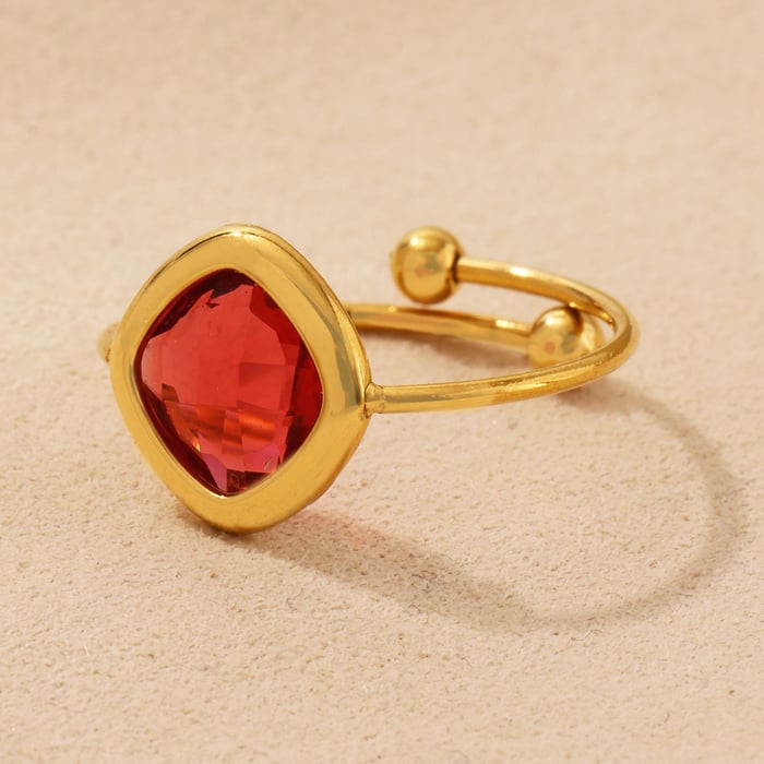 1 Stück elegante rechteckige Statement-Ringe aus Edelstahl in Goldfarbe Bild3