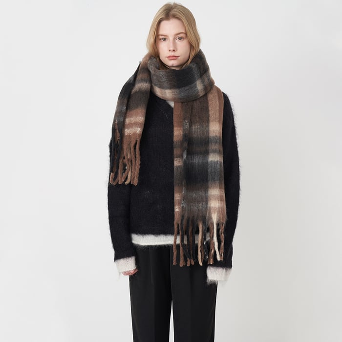 1 stuk romantische casual geruite gemengde kleuren polyester dames wintersjaals 