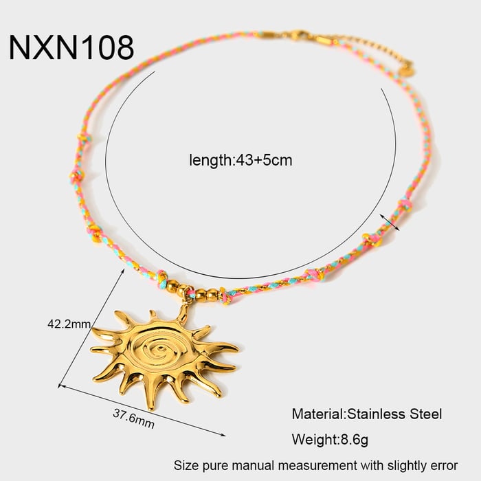 1 Pair Classic Series Retro Sun/Moon Stainless Steel Women's  Pendant Necklaces