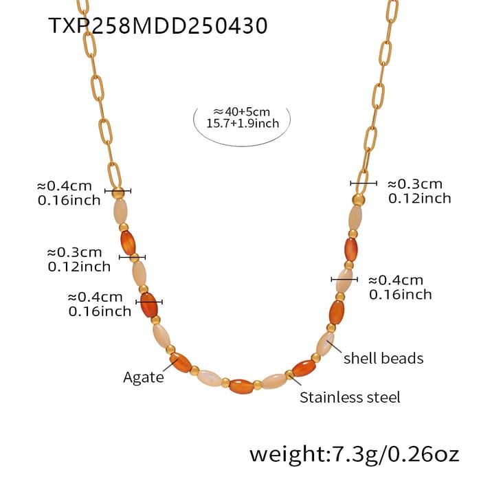 1 Piece Ethnic Series Oval Beads Natural Stones Gold Color Women's Necklaces Sets