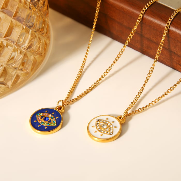 1 collar con colgante de ojo de diablo de acero inoxidable para mujer h5Imagen6