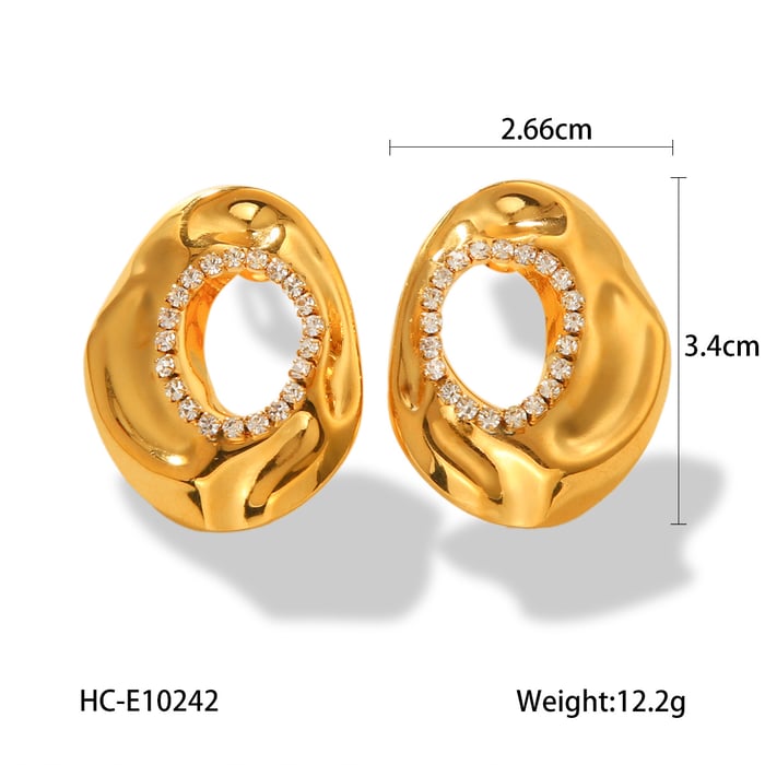 1 Pair Simple Geometric Stainless Steel  Gold Color  Women's Stud Earrings h5Picture2