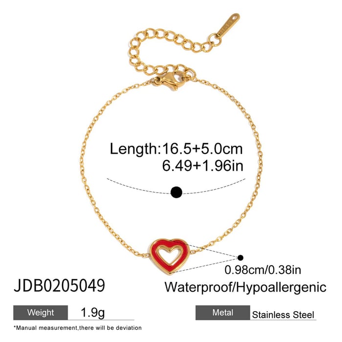 1 Piece Sweet Heart Stainless Steel Gold Color Women's Charm Bracelets h5Picture2