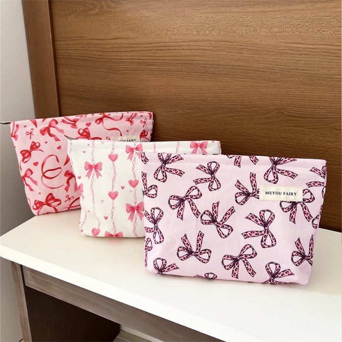 1 Stück Premium gestreifte Schleife Damen Make-up Tasche h5Bild3