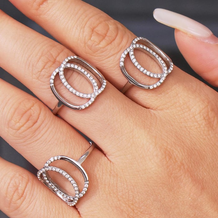 1 Stück klassische Infinity Edelstahl Gold Farbe Zirkon Statement Ringe Bild7