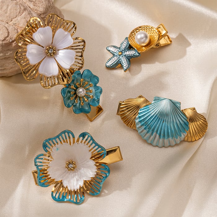 1 Piece Retro Flower Stainless Steel Hair Clip Picture2