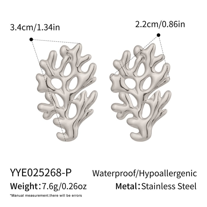 1 Pair Simple Series Daily Coral Stainless Steel  Gold Color  Women's Stud Earrings
