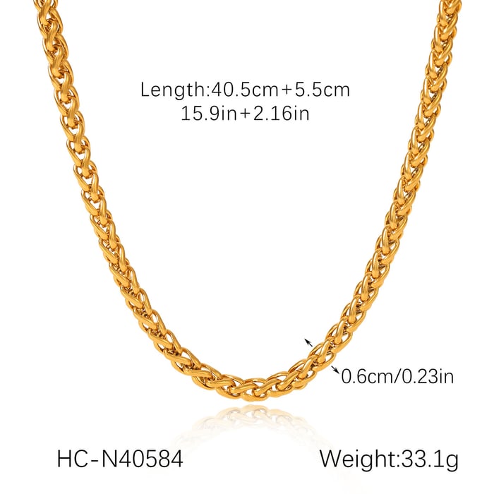 1 Piece Daily Chain Stainless Steel  Gold Color  Women's Chain Necklaces h5Picture2