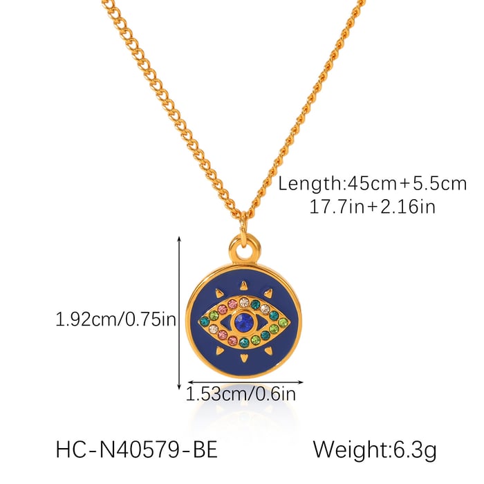 1 collar con colgante de ojo de diablo de acero inoxidable para mujer h5Imagen2
