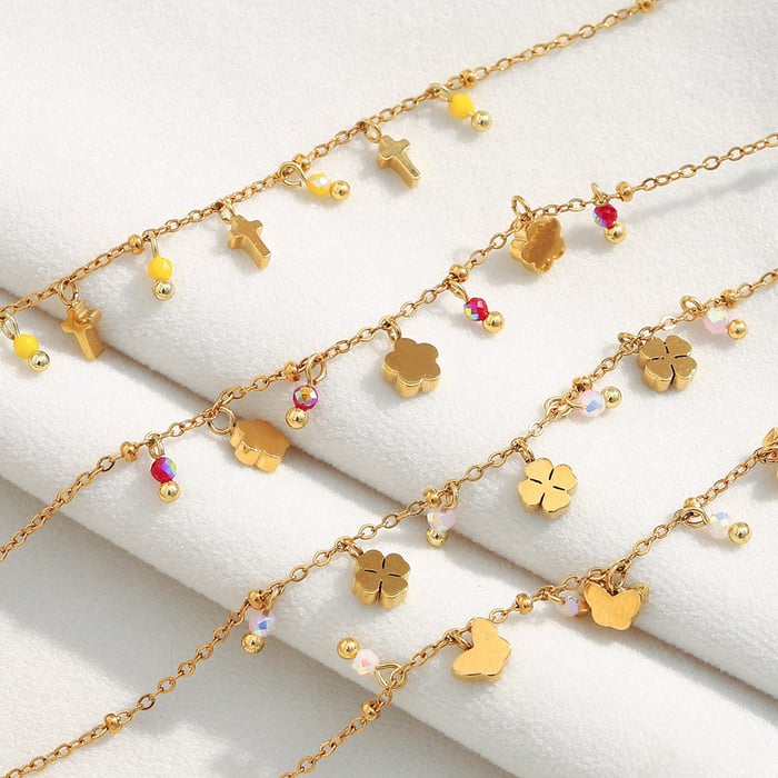 1 Piece Clover Stainless Steel Gold Color Charm Bracelet h5Picture3