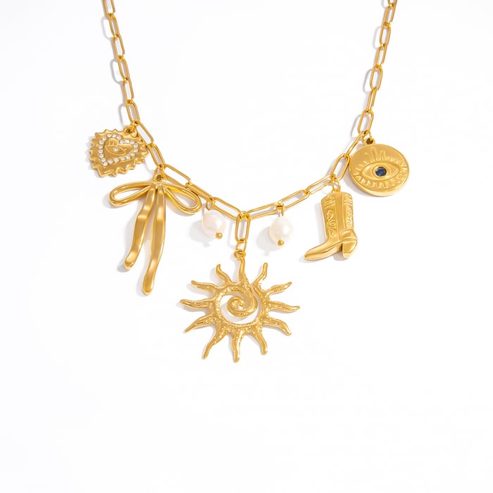 1 Piece Retro Sun Stainless Steel Pendant Necklace 