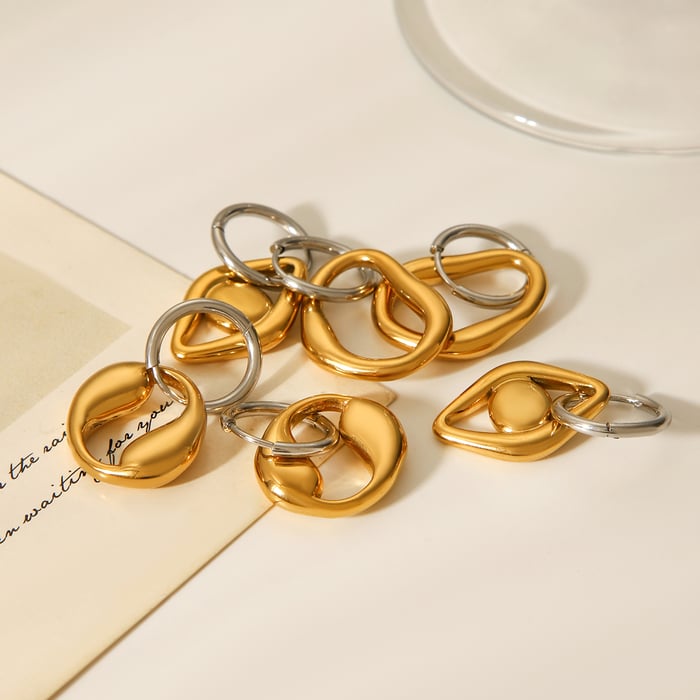 1 Paar einfache, tägliche, unregelmäßige Form, Edelstahl, goldfarben, Damen-Creolen h5Bild7