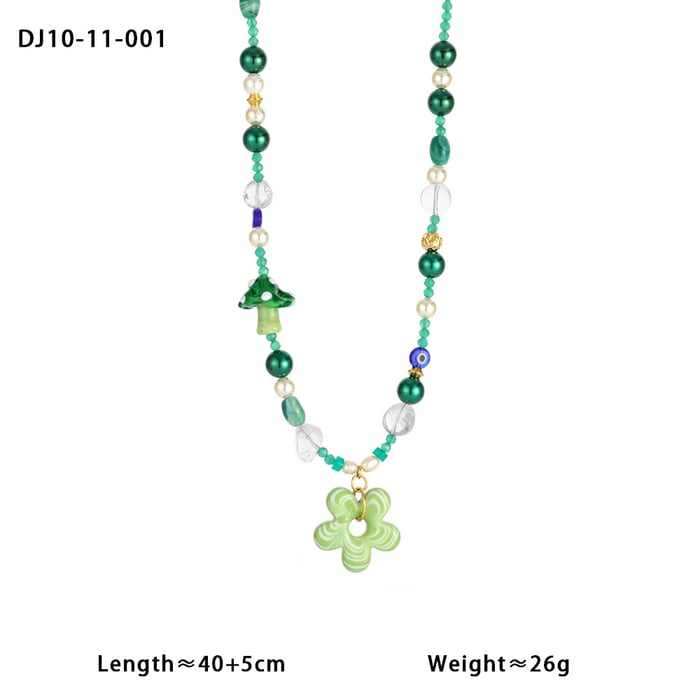 1 Piece Vacation Flower Glass Women's Beaded Necklaces h5Picture2