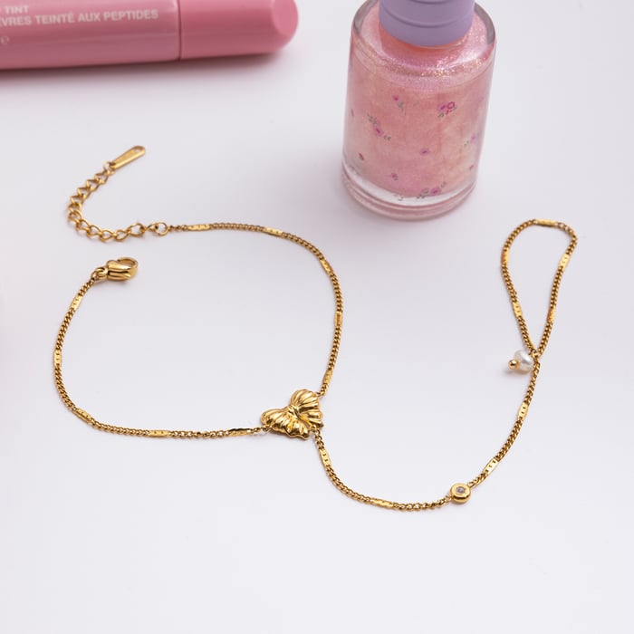 1 Piece Romantic Bow Knot Stainless Steel Gold Color Women's Chain Bracelets h5Picture8