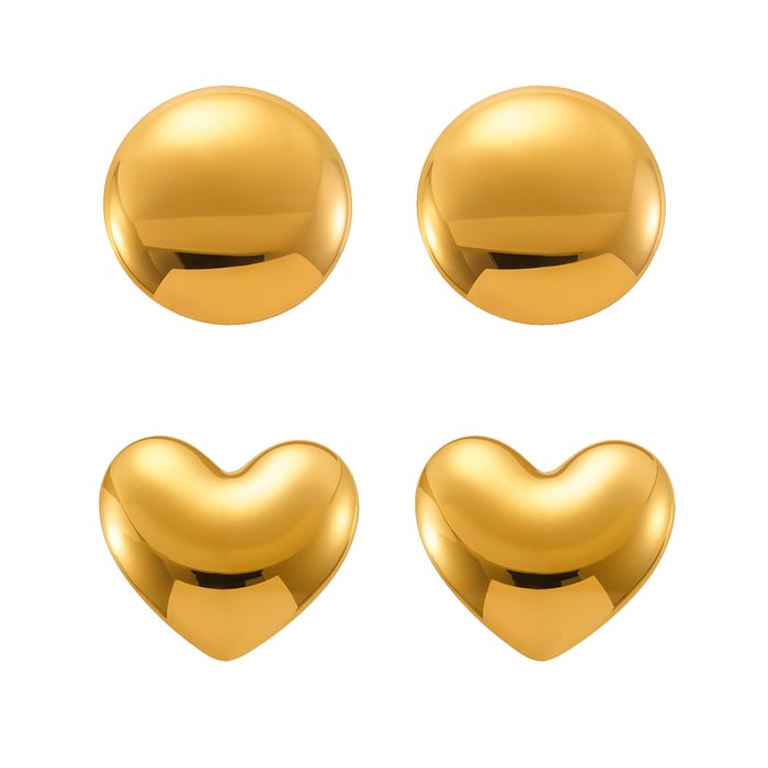 1 Pair Minimalist Heart Stainless Steel Gold Color Women's Stud Earrings Picture6