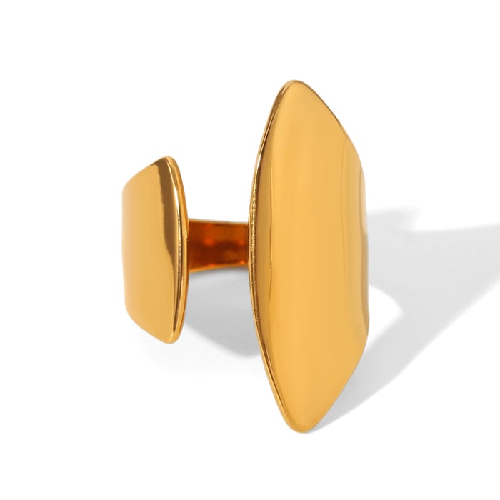 Anillos llamativos de acero inoxidable color dorado con concha diaria de la serie Simple
