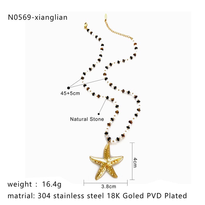 Natural Stone Starfish Necklace Set h5Picture2