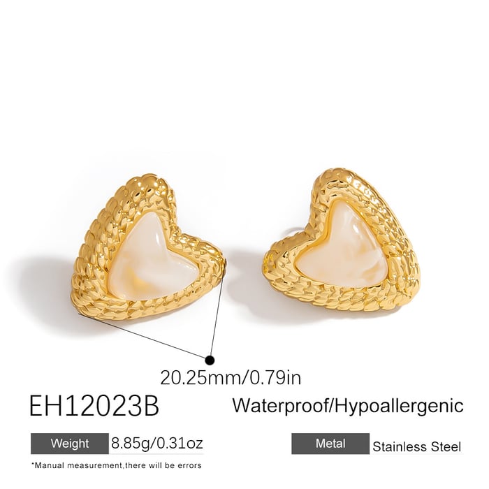 1 Pair Casual Heart Stainless Steel Women's Stud Earrings h5Picture2