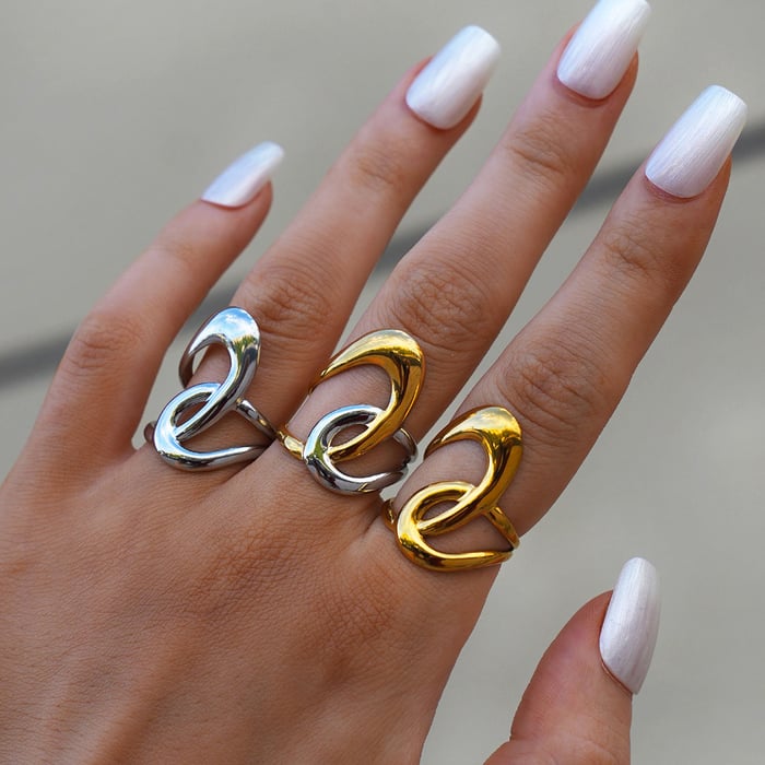 1 Piece Simple Series Casual Lines Stainless Steel Gold Color Minimalist Rings h5Picture9