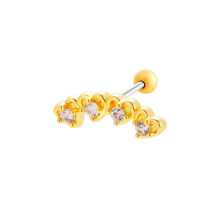 1 Piece Delicate Palm Copper Gold Color Zircon Women's Piercing Earrings h5Picture6