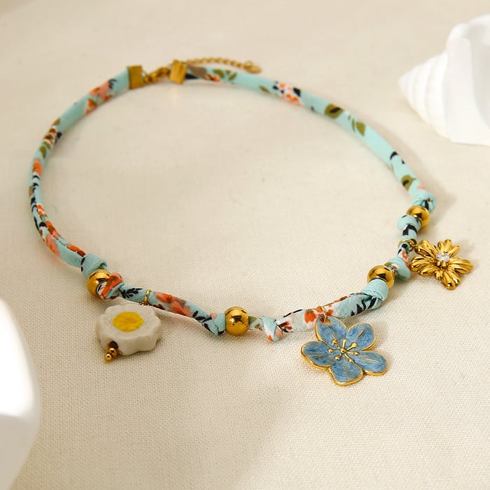 1 Piece Flower Fabric Pendant Necklace h5Picture2