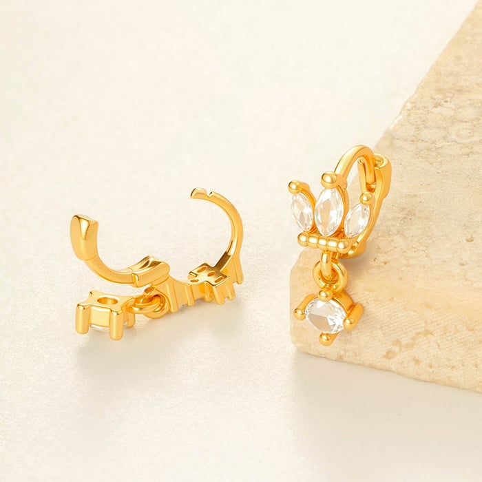 1 Stück Schmetterling Kupfer Gold Farbe Zirkon Piercing Ohrring h5Bild3