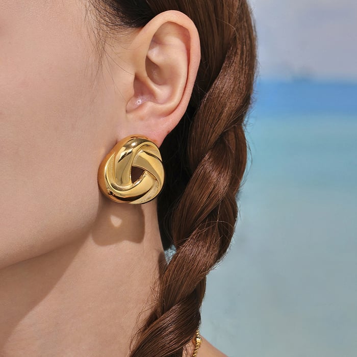 1 Pair Romantic Tassel Stainless Steel Gold Color Glass Women's Drop Earrings h5Picture3
