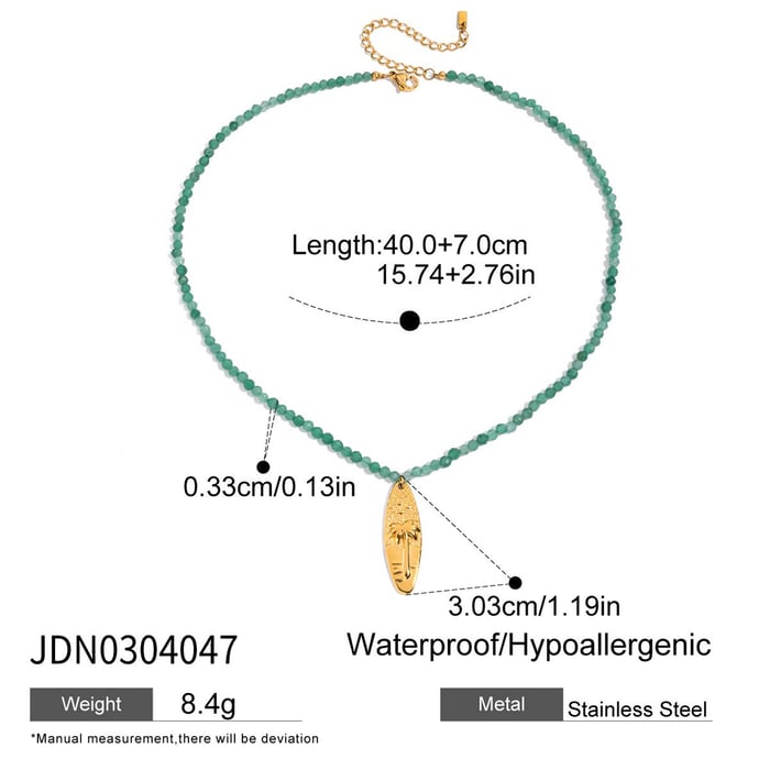 1 Piece Natural Green Turtle Stainless Steel Gold Color Women's Pendant Necklaces h5Picture2