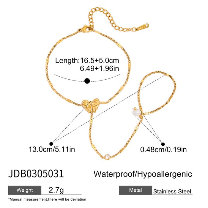 1 Piece Romantic Bow Knot Stainless Steel Gold Color Women's Chain Bracelets h5Picture2