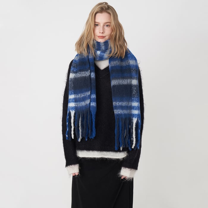 1 stuk romantische casual geruite gemengde kleuren polyester dames wintersjaals Afbeelding2