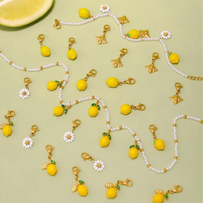 1 Piece Natural Lemon Stainless Steel Gold Color Women's Pendant Necklaces h5Picture5