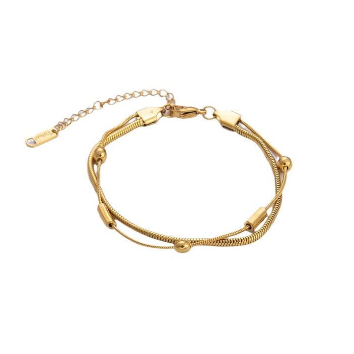 1 Piece Classic Series Daily Solid Color Stainless Steel Gold Color DIY Women's Chain Bracelets h5Picture6