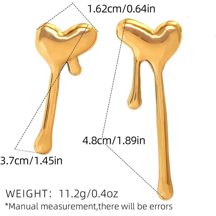 1 Paar einfache einfache Herz-Ohrstecker aus Edelstahl in Goldfarbe für Damen h5Bild2