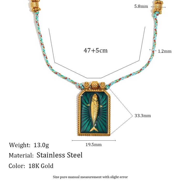 1 Piece Classic Fish Tarot Stainless Steel Gold Color Women's Pendant Necklaces h5Picture6