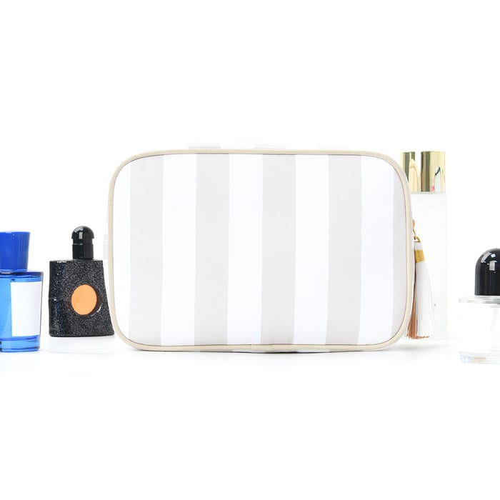 1 Piece Simple Series Casual Strip Canvas Women's Makeup Bags