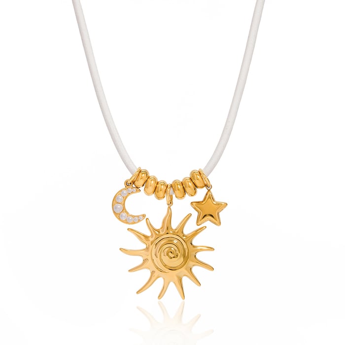 1 Piece Elegant Sun Star Moon Stainless Steel Women's Pendant Necklaces h5Picture7