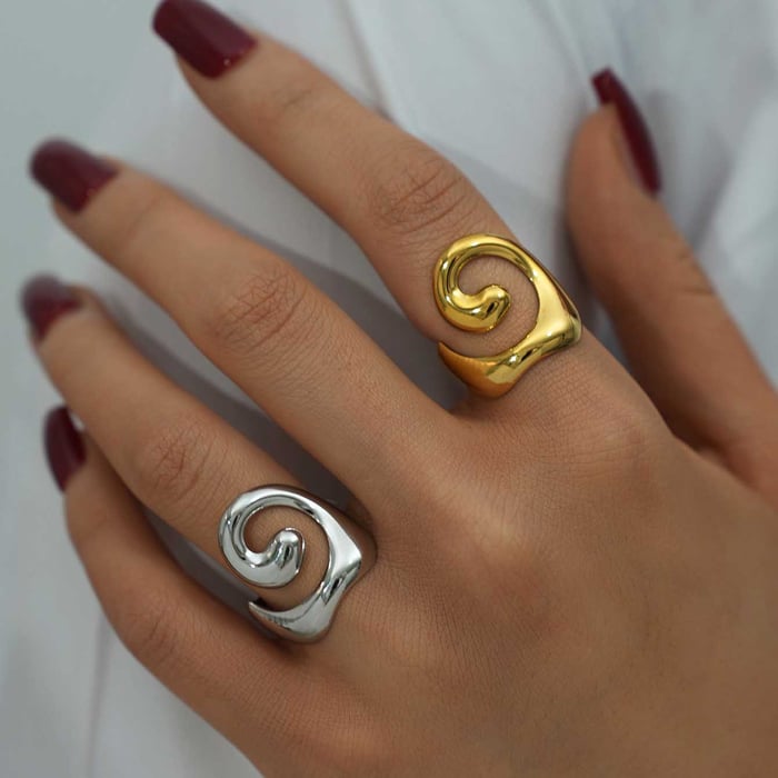 1 Piece Simple Irregular Shape Stainless Steel  Women's Statement Rings h5Picture8