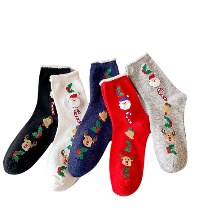 1 Pair Cotton Classic  Lovely Santa Claus Women's Mid-Calf  Socks Picture3