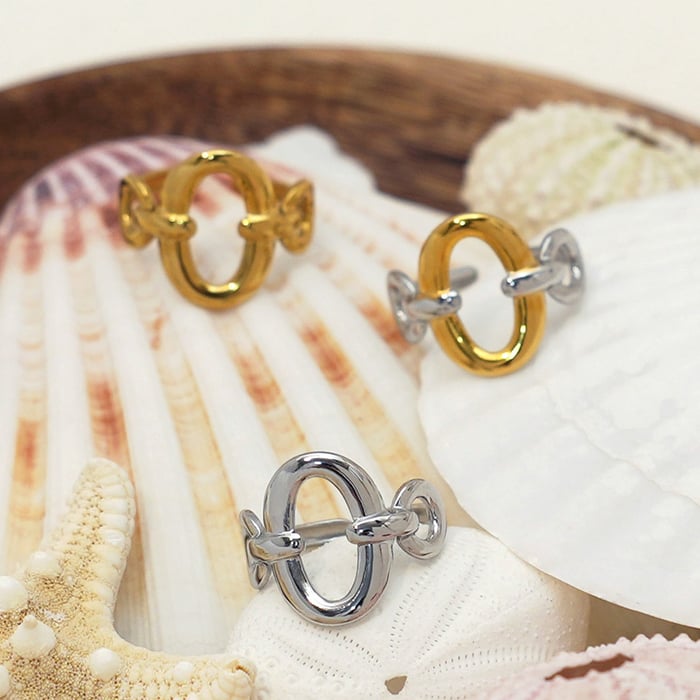 1 Piece Simple Rectangle Stainless Steel  Gold Color Women's Statement Rings h5Picture6