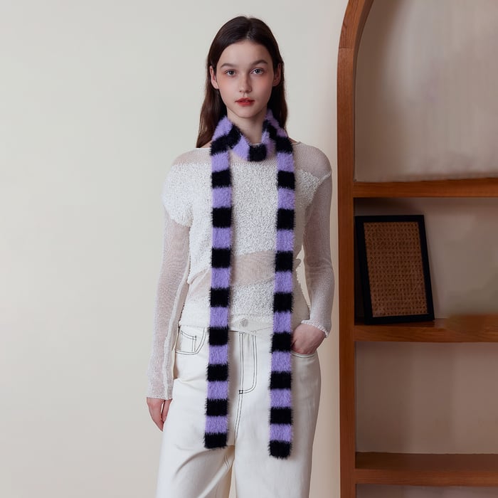 1 Piece Stylish Lathy Stripe Nylon Women's Winter Scarves