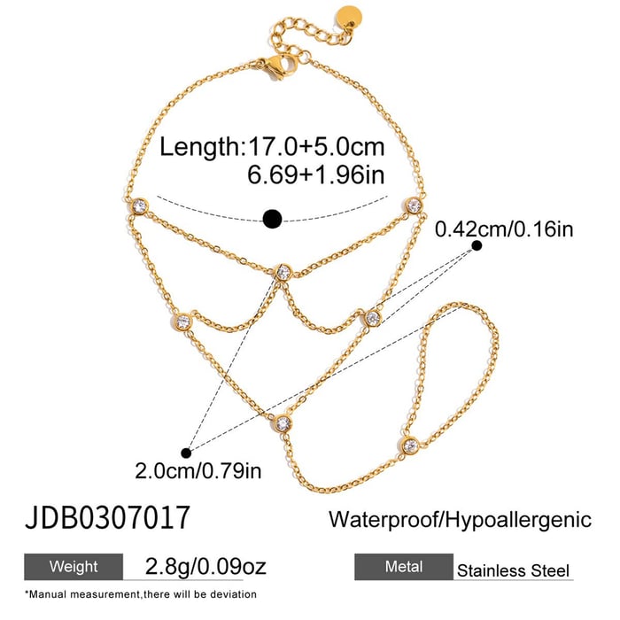 1 Piece Classic Lines Stainless Steel Gold Color Zircon Women's Chain Bracelets h5Picture2